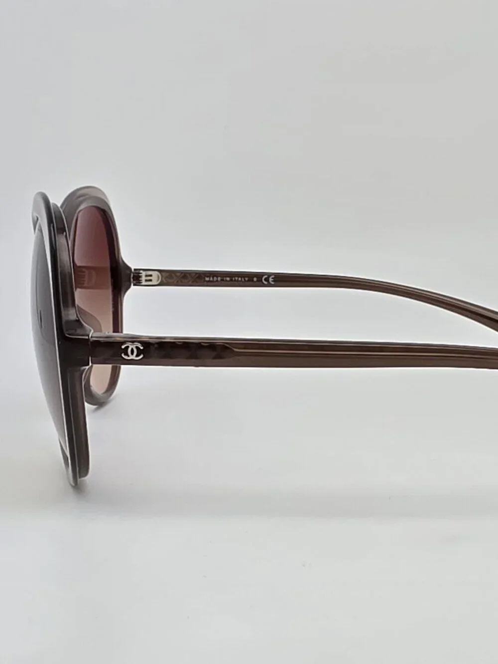 Chanel 5389-A c. 677/S5 Smoky Taupe Frame Brown Gradient Lens Sunglasses Italy